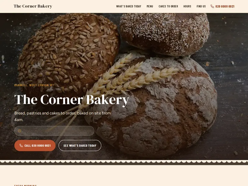 Example site for a bakery