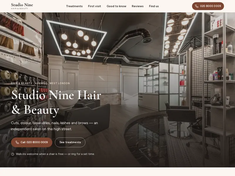 Example site for a hair and beauty salon